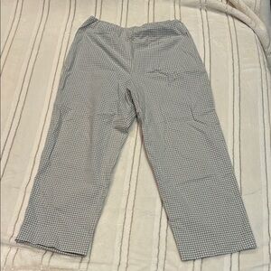 Gray Cropped Chinos with Plaid Checkered Pattern
